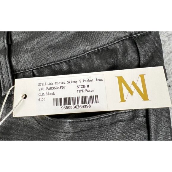 NWT MESHKI Womens Ada Coated Skinny Faux LeatherJeans Black Size Medium Romantic - Picture 4 of 12